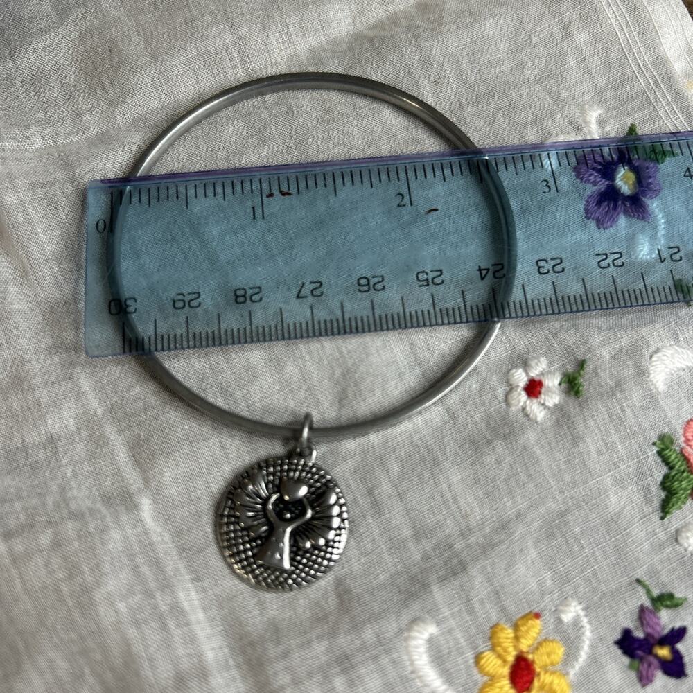 Silver Tone Angel Wings Bangle Bracelet - Picture 3 of 3
